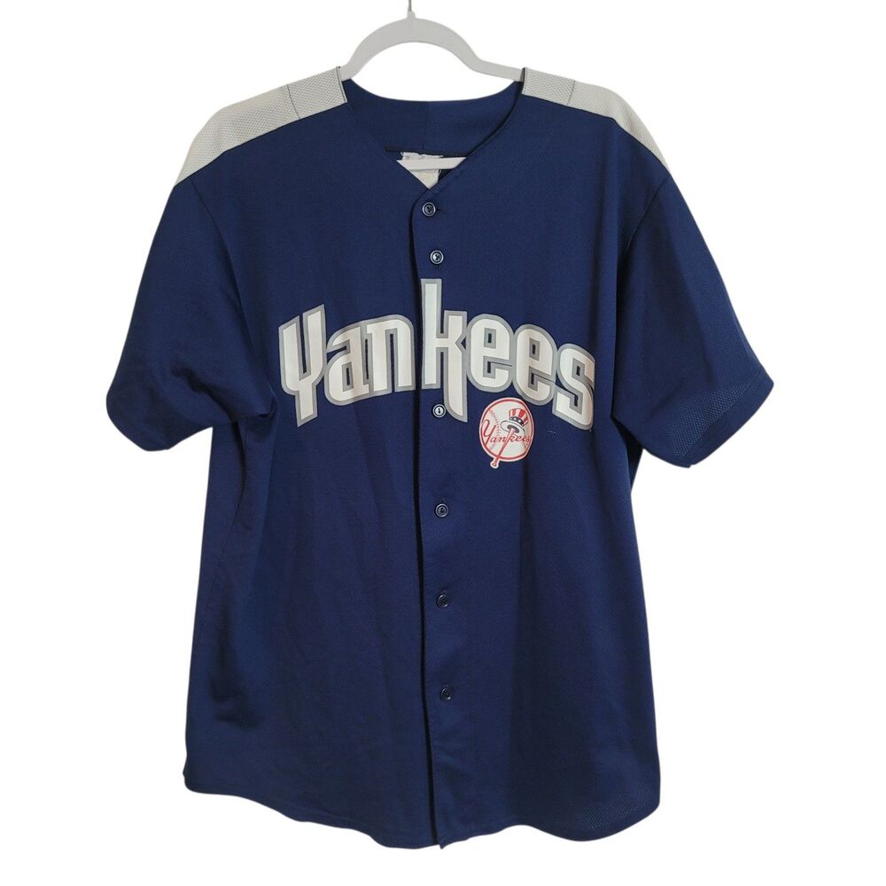 Vintage Yankees Derek Jeter #2 Button Up Jersey Size Large Pro Baseball USA Made